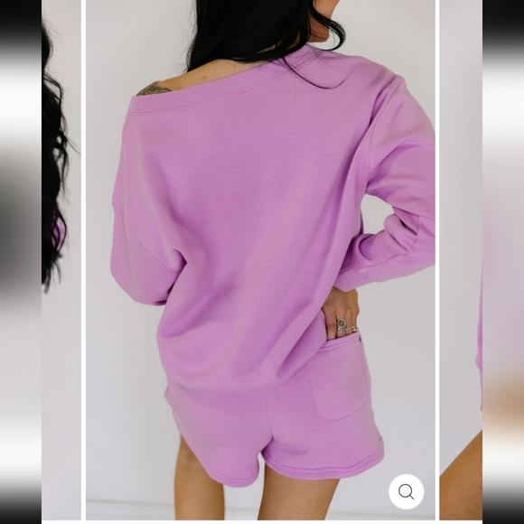 Zenana Outfitters 2 piece Fleece Pull Over Sweatshirt Short Set Boutique - Picture 4 of 12